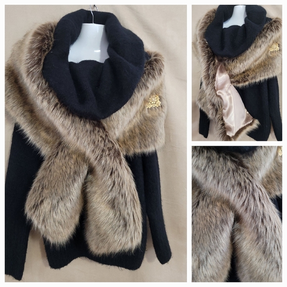 Faux Fur Shawl Scarf - Picture 2 of 5